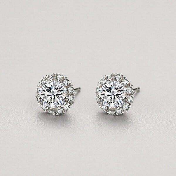 S925 sterling silver geometric earrings female European and American fashion luxury diamond earrings temperament Joker new ear jewelry wholesale - Image 3
