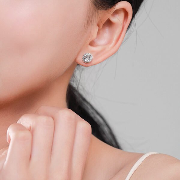 S925 sterling silver geometric earrings female European and American fashion luxury diamond earrings temperament Joker new ear jewelry wholesale - Image 2