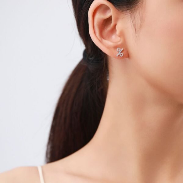 S925 silver percent stud earrings female European and American light luxury high-grade micro-inlaid full diamond% earrings ins Internet celebrity symbol earrings - Image 2