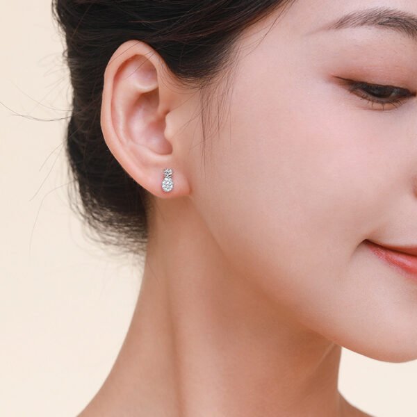 S925 Silver Pineapple Earrings Women's Korean Style Fresh and Non-Allergic Earrings ins Internet Red Micro Diamond Fruit Earrings - Image 2